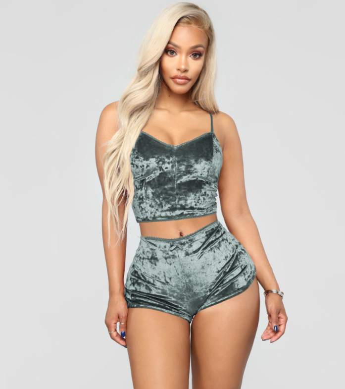Sexy Velvet Lounge Set - Home Wear