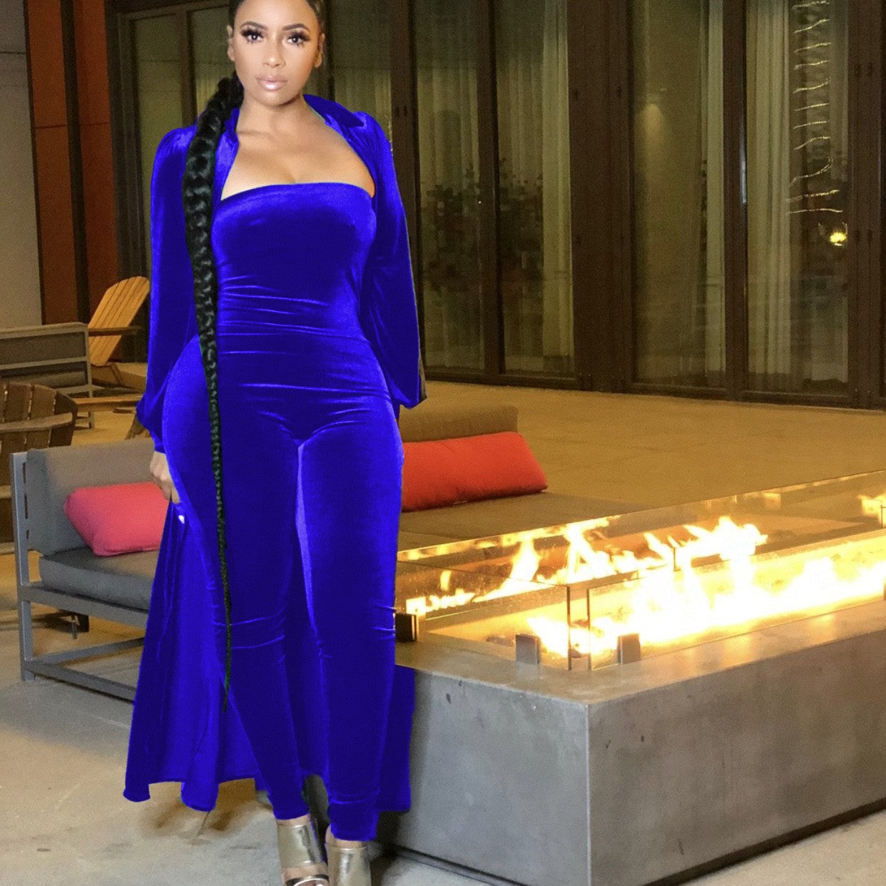 Sexy Bustier Jumpsuit & Jacket (Velvet)