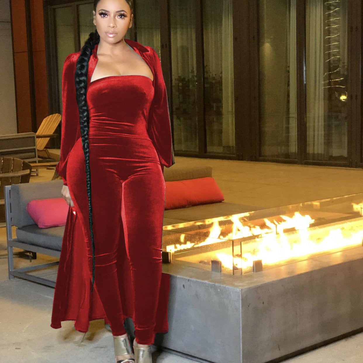 Sexy Bustier Jumpsuit & Jacket (Velvet)