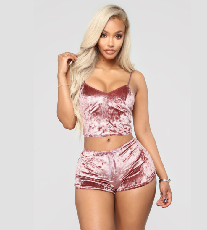Sexy Velvet Lounge Set - Home Wear