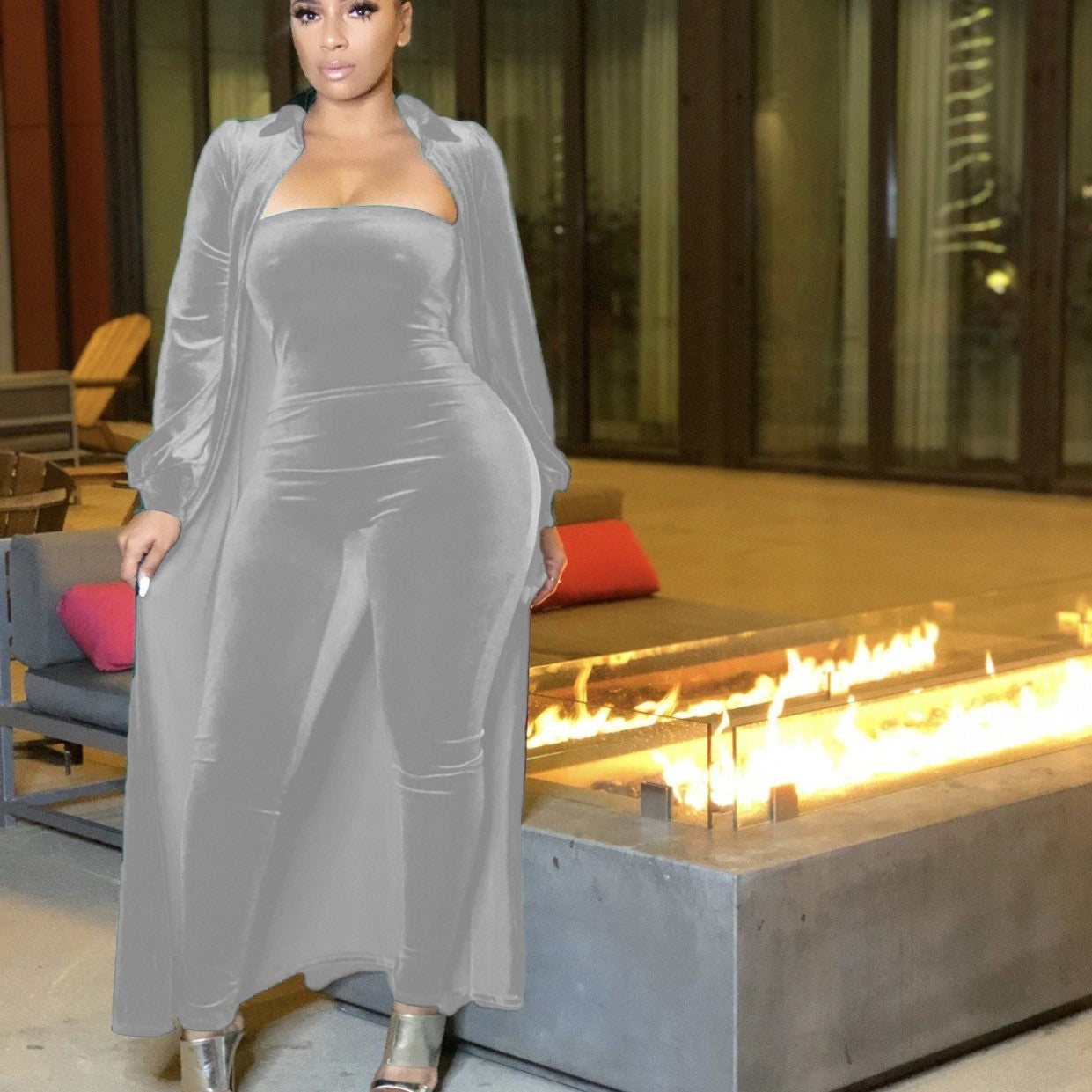 Sexy Bustier Jumpsuit & Jacket (Velvet)