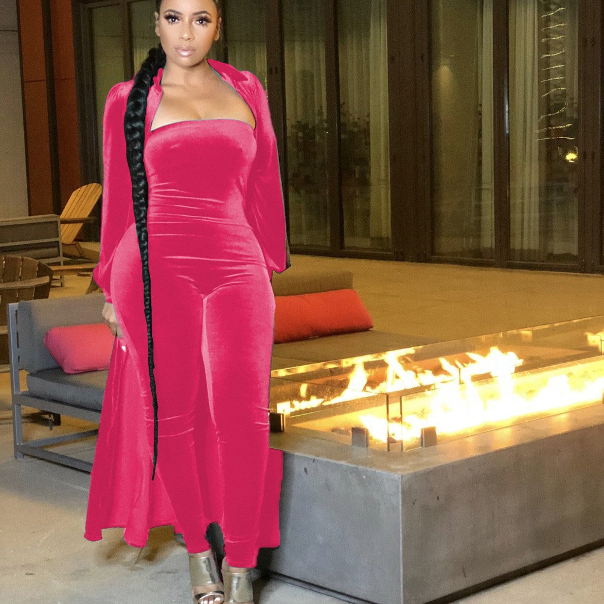 Sexy Bustier Jumpsuit & Jacket (Velvet)