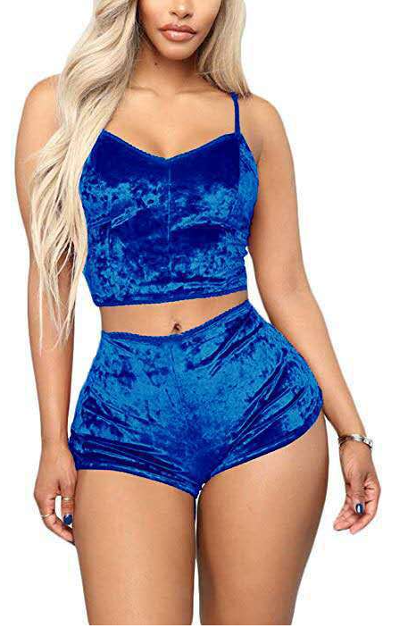 Sexy Velvet Lounge Set - Home Wear