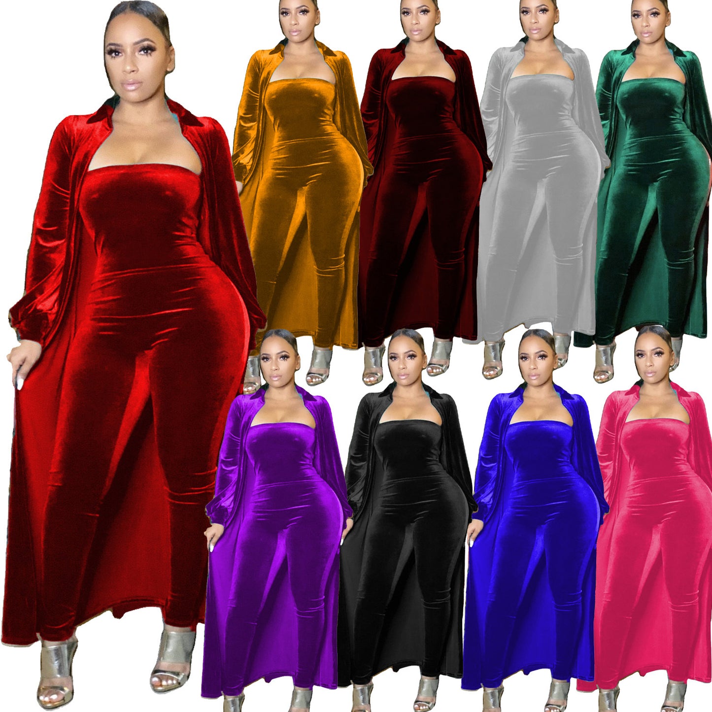 Sexy Bustier Jumpsuit & Jacket (Velvet)