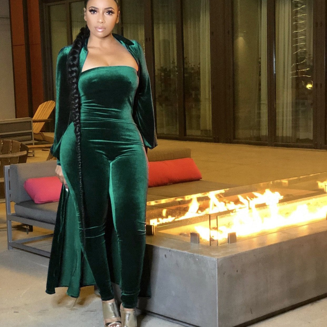 Sexy Bustier Jumpsuit & Jacket (Velvet)