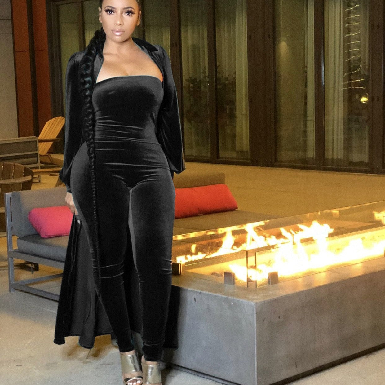 Sexy Bustier Jumpsuit & Jacket (Velvet)