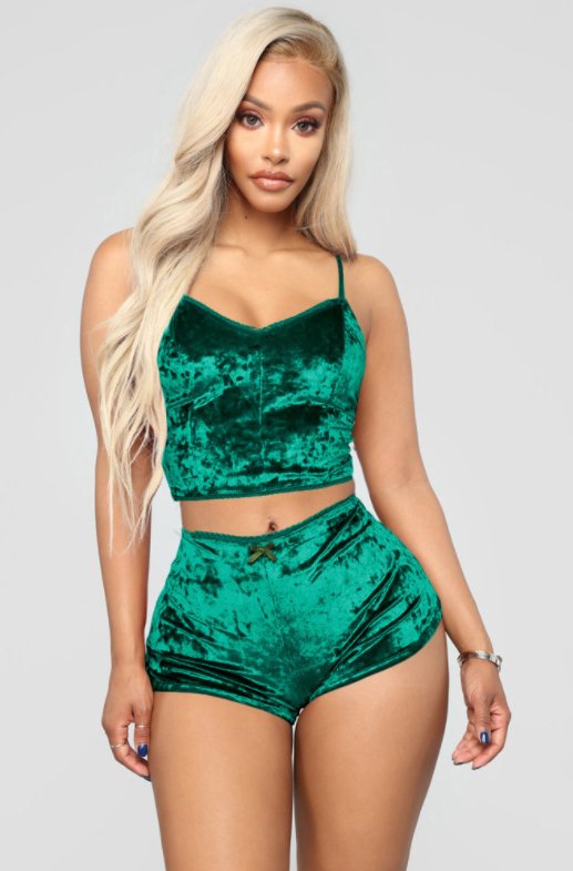 Sexy Velvet Lounge Set - Home Wear