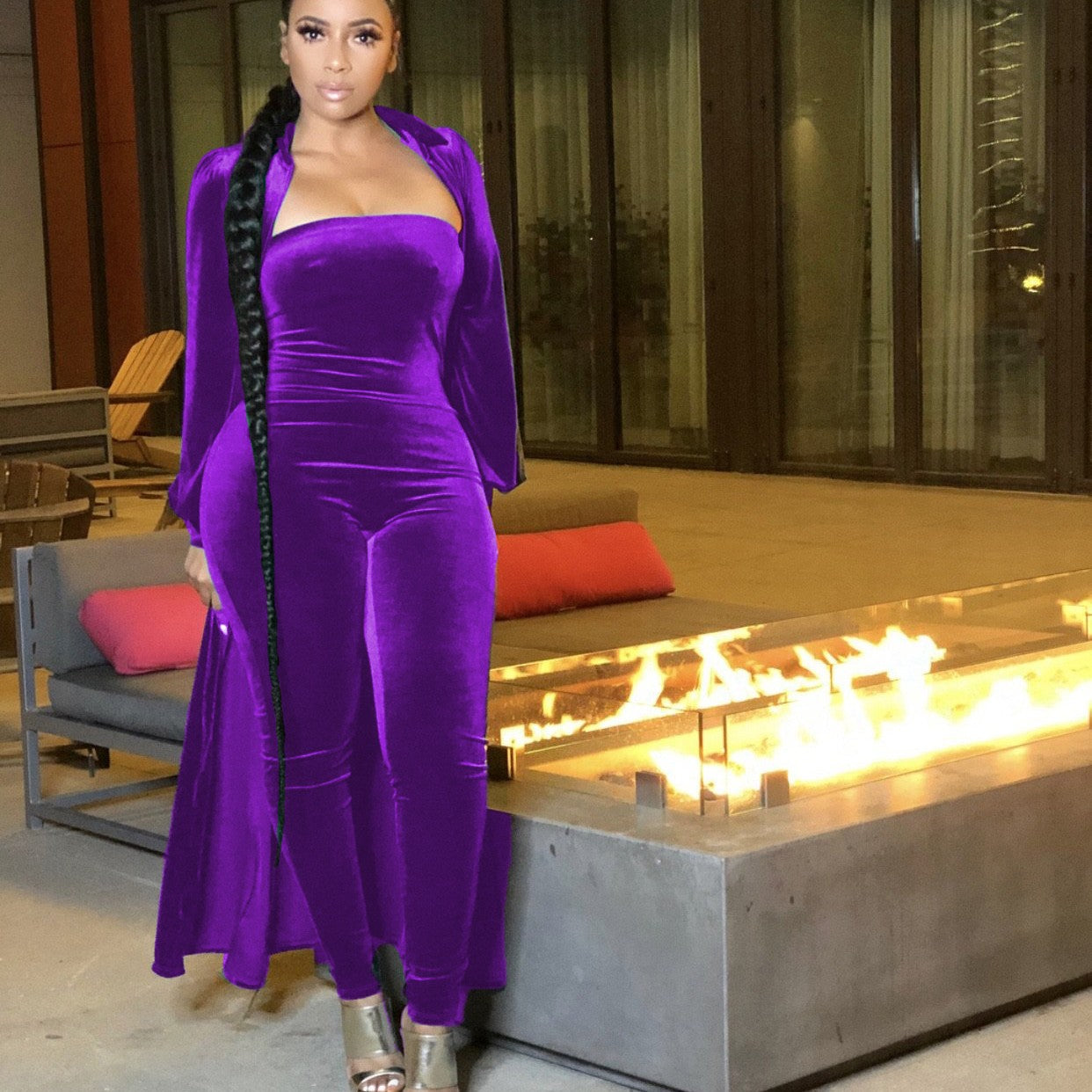 Sexy Bustier Jumpsuit & Jacket (Velvet)