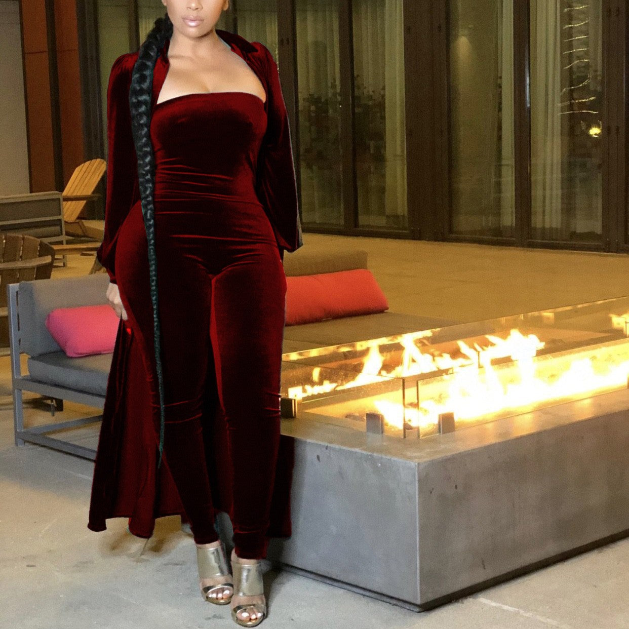 Sexy Bustier Jumpsuit & Jacket (Velvet)