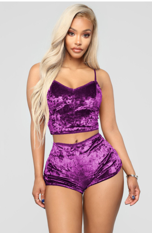 Sexy Velvet Lounge Set - Home Wear