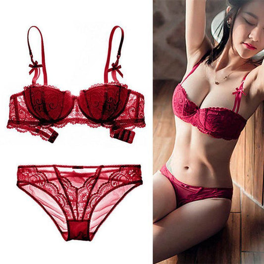 Thin Half Cup Bra Set